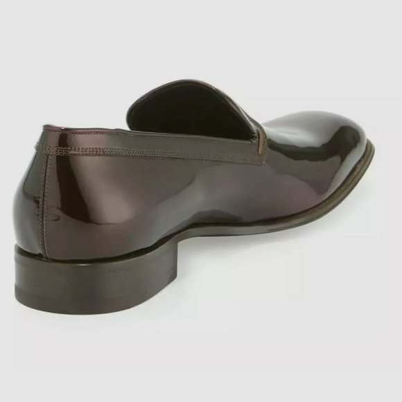 Men Ferragamo Garth Wine Patent Shoes Size 8 D US - Picture 2 of 3